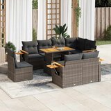  9-dijelni set vrtnih sofa poliratan i bagrem s jastucima sivi | shoptok.hr
