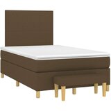 vidaXL Box spring postelja z vzmetnico temno rjava 120x190 cm blago, (21111313) Cene