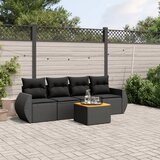 Maison Chic Seti vrtnega pohištva - Vrtna garnitura - Vrtni pohištvo set 5-delna z blazinami črn poli ratan, (21819168) | Shoptok.si