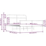 Metalni Kovinski posteljni okvir brez vzmetnice dimljen hrast 150x200cm, (21611015) | Shoptok.si