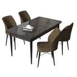 Hanah home set trpezarijski sto i 4 stolice arp black marble brown | ePonuda.com