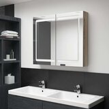 vidaXL LED kopalniška omarica z ogledalom hrast 80x12x68 cm | Shoptok.si