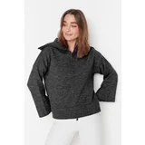 Trendyol Anthracite Wide Pattern Soft Texture Basic Knitwear Sweater