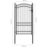 vidaXL Vrata za ogradu s lučnim vrhom čelična 100 x 175 cm crna | shoptok.hr