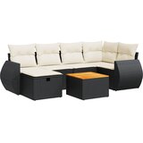  7-dijelni set vrtnih sofa od poliratana s jastucima crni Crna | shoptok.hr