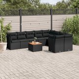 vidaXL 10-dijelni set vrtnih sofa s jastucima crni od poliratana | shoptok.hr