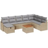 vidaXL 9 komada Vrtni Sofa Set s Jastučićima Bež Poli Ratan, 2-Sjedna Vrtni Sofa s Prostorom & Jastučićima Bež Poli Ratan | shoptok.hr