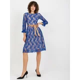 Fashionhunters Women's lace dress with belt - blue