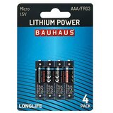 BAUHAUS Baterija Power FR03 (Micro AAA, Litij-železov sulfid, 1,5 V, 4 kos) | Shoptok.si