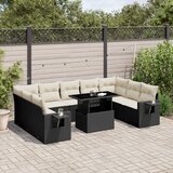 vidaXL 10-dijelni set vrtnih sofa s jastucima crni od poliratana | shoptok.hr
