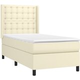 Krevet s oprugama i madracem krem 90 x 200 cm od umjetne kože | shoptok.hr
