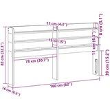 vidaXL Vzglavje s policami bela 150 cm trdna borovina | Shoptok.si