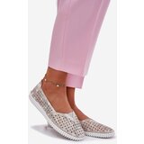 EVENTO Suede perforated women's loafers gold-gray Chulieta | Shoptok.si