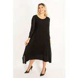 Şans Women's Plus Size Black Lined Crepe Dress cene