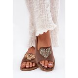 S. BARSKI Ladies Sandals With Decorative Heart Dark Beige S.Barski KV27-018 | Shoptok.si