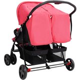  Otroški voziček za dvojčke rdeč jeklen, (20802398) | Shoptok.si