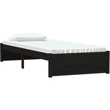 Posteljni okvir črn iz trdnega lesa 75x190 cm 2FT6, (20647687) | Shoptok.si