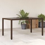  Vrtni stol sa staklenom pločom smeđi 150x90x75 cm od poliratana | shoptok.hr
