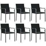 Maison Chic Vrtni stoli - Stol za vrt z blazinami 6 kosov črni 56x59x84 cm poli ratan JS2367, (21876694) Cene