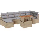 8 dijelni set sofa za vrt s jastucima bež poli ratan akacija 2-sjedna sofa za vrt s jastucima bež poli ratan | shoptok.hr