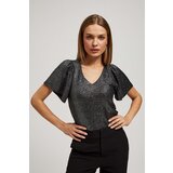 Marisse Black V-Neck Blouse With Puffed Short Sleeves | Eponuda.ba