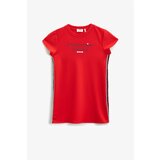 Koton Girl's Red Written Short Sleeve Crew Neck Dress | shoptok.hr