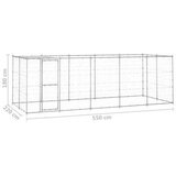  Zunanji pasji boks pocinkano jeklo s streho 12,1 m² - - Srebrna - 59.05 - 550 x 220 x 180 cm - 2025- | Shoptok.si