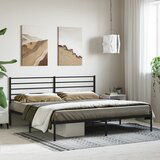 Maison Chic Kovinski Posteljni okvir - Dvoposteljna postelja - Zakonska postelja z vzglavjem črn 180x200 cm, (21692786) | Shoptok.si