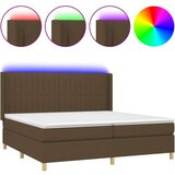  Box spring postelja z vzmetnico LED temno rjava 200x200cm blago, (20851588) | Shoptok.si