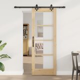  Klizna vrata Prirodna 73,5 x 198,5 cm Masivna borovina i staklo | shoptok.hr