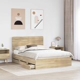  Krevetna konstrukcija s ladicama Sonoma hrast 150 x 200 cm Smeđa 206 x 153 x 100 cm | Shoptok.si