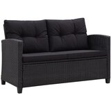  Vrtni kavč dvosed z blazinami črn 124 cm poli ratan | Shoptok.si