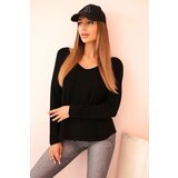 Kesi Włoski Women's sweater made of viscose with long sleeves and a round neckline black Cijene