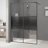 Pregrada za tuš crna 140 x 195 cm s prozirnim staklom ESG | shoptok.hr