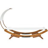 Vanjski ležaj s krovom 100x200x126 cm od savijenog drva krem | shoptok.hr