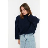 Trendyol Navy Blue Straight Collar Knitwear Sweater Cene
