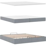 vidaXL Otomanski posteljni okvir z vzmetnicami siv 200x200 cm blago | Shoptok.si