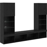 TV zidne jedinice s LED-om 5 pcs 40,5 x 30 x 102 cm Crni hrast | shoptok.hr