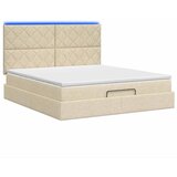  Krevet od pjene s madracem i LED-om Krem 160 x 200 cm Tkanina - Krem 160 x 200 cm Dizajn s rombovima | shoptok.hr