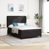 vidaXL Postelja s vzmetnico Črna 140x200 cm Žamet | Shoptok.si