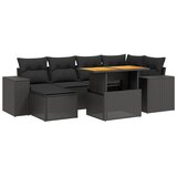 vidaXL Vrtna sedežna garnitura 7-delna z blazinami črn poli ratan, (21113272) | Shoptok.si