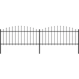 vidaXL vrtna ograja s koničastimi vrhovi jeklo (0,5-0,75)x3,4 m črna