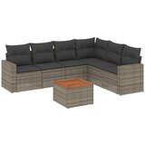 Maison Chic Seti vrtnega pohištva - Vrtna garnitura - Vrtni pohištvo set 7-delna z blazinami siv poli ratan, (21802838) | Shoptok.si