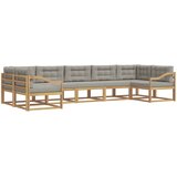  Set vanjskih sofa 7 kom. Bijela i svjetlosiva Smeđa 404 x 166,5 x 73 cm | shoptok.hr