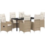 vidaXL 7-dijelni vrtni set za objedovanje s jastučićima bež poli ratan | shoptok.hr