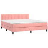  Box spring postelja z vzmetnico roza 160x200 cm žamet | Shoptok.si
