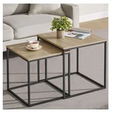Kvadratni sto za kafu, 2 komada -sonoma oak / black nogare