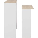 vidaXL Barska miza z 2 površinama bela in barva hrasta 130x40x120 cm | Shoptok.si
