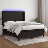  Box spring postelja z vzmetnico LED črna 140x200 cm blago, (20790201) Cene