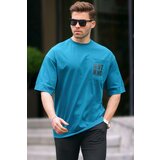 Madmext Petrol Blue Oversize T-Shirt with Pocket Detail 7008 cene